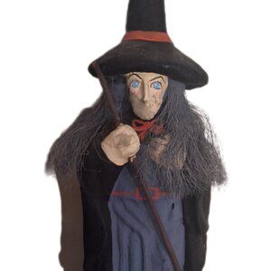 Vintage Large Paper Mache Witch Halloween Decor 26" Tall *Read*